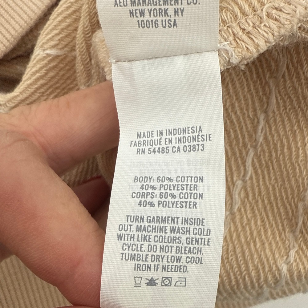 Aerie Women's Tan Textured Dot Crewneck Sweatshirt XL Oversized Comfy Athleisure - Picture 7 of 9